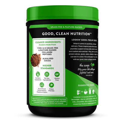 Grass Fed Pasture Raised Collagen Peptides - Chocolate